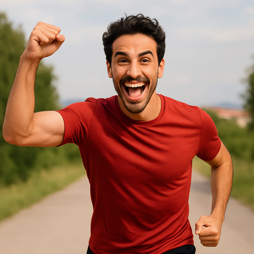 Uomo energico che corre all'aperto