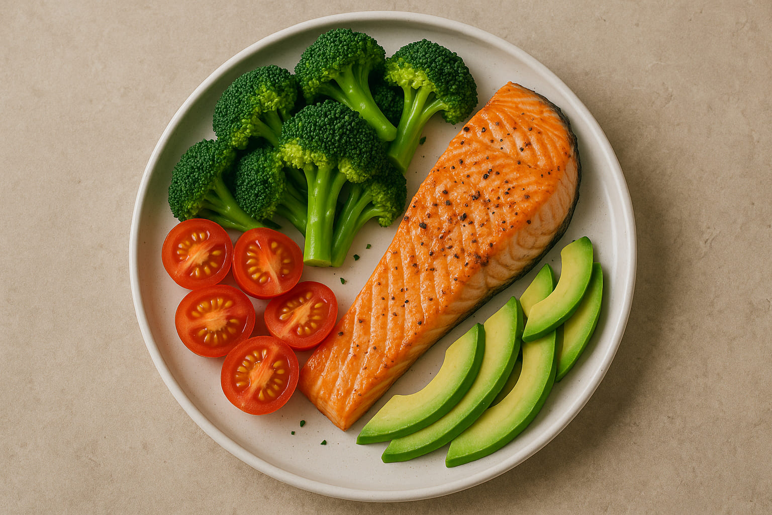 Piatto sano con salmone e verdure